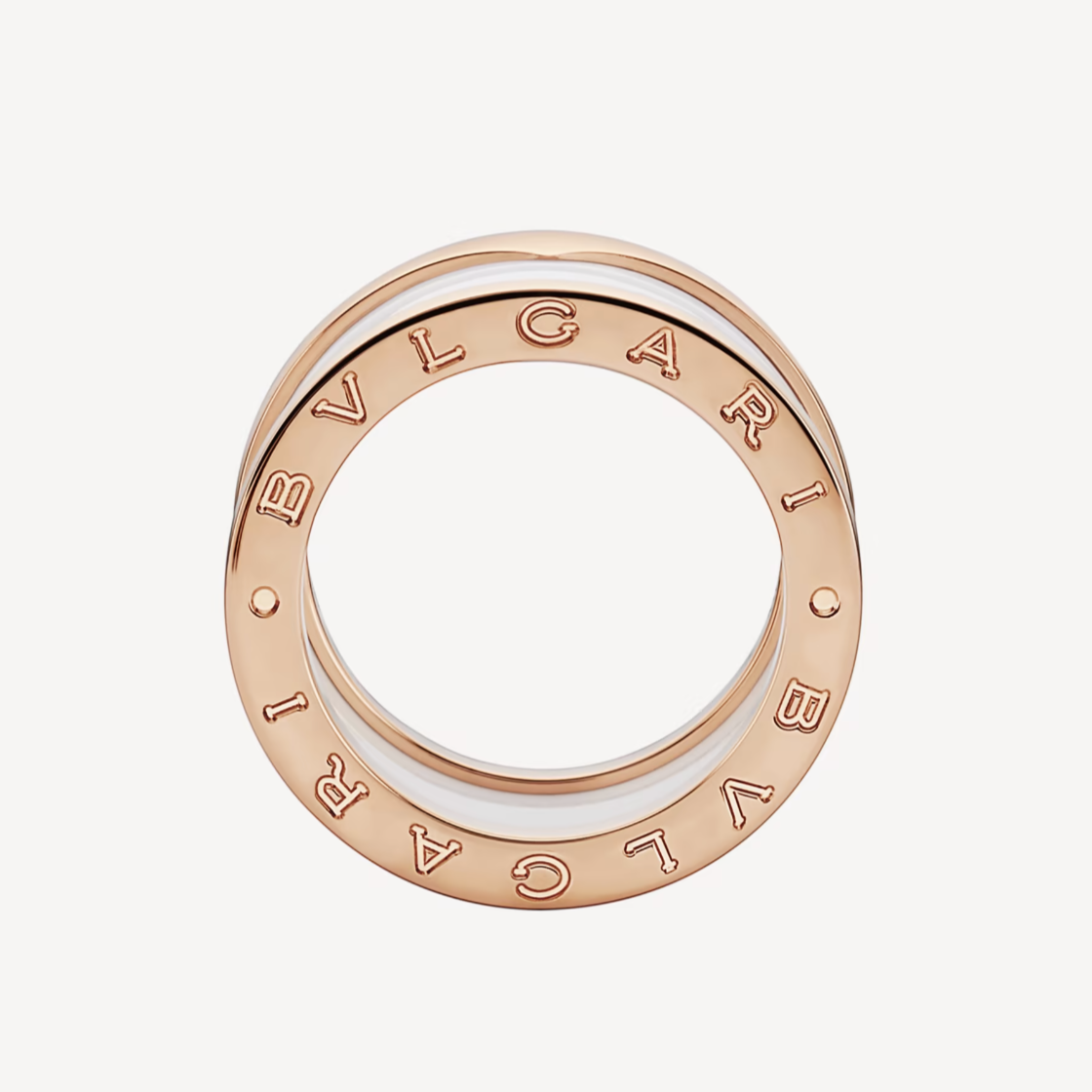 [Kismet Jewels ]ZERO 1 FOUR-BAND LOOPS AND WHITE CERAMIC SPIRAL PINK GOLD RING
