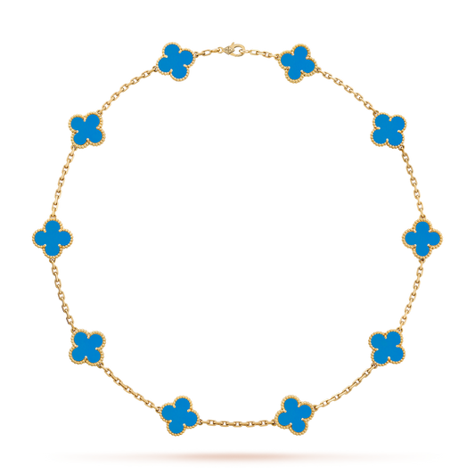 [Kismet Jewels ]CLOVER 10 MOTIFS BLUE AGATE NECKLACE