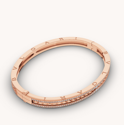 [Kismet Jewels ]ZERO 1 SPIRAL AND PAVED DIAMOND PINK GOLD BRACELET