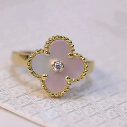 [Kismet Jewels ]CLOVER PINK MOP RING GOLD DIAMOND