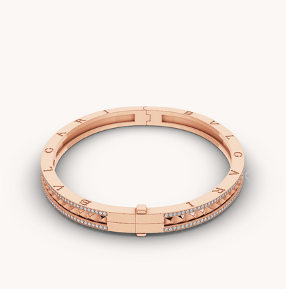 [Kismet Jewels ]ZERO 1 SPIRAL AND PAVED DIAMOND PINK GOLD BRACELET