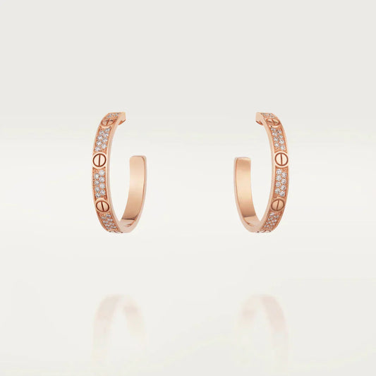 [Kismet Jewels ]LOVE DIAMOND PINK GOLD HOOP EARRINGS