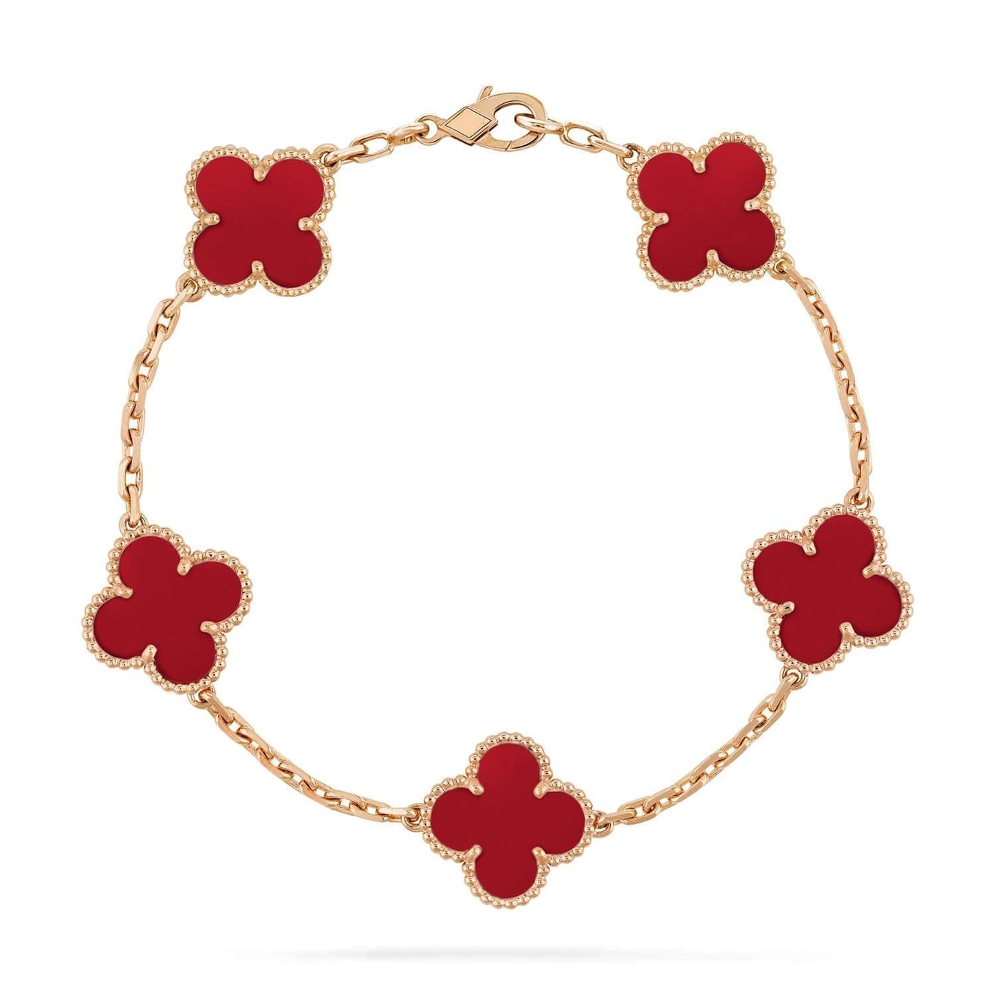 [Kismet Jewels ]CLOVER 5 MOTIFS RED AGATE  BRACELET