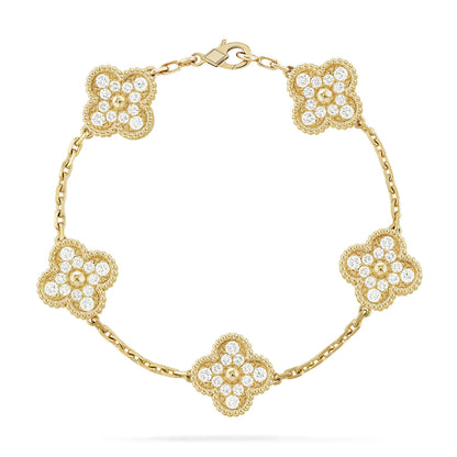 [Kismet Jewels ]CLOVER 5 MOTIFS  FULL DIAMOND BRACELET
