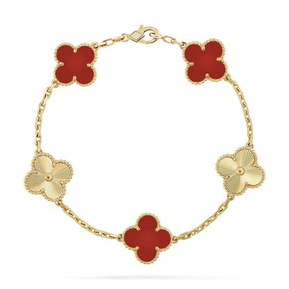 [Kismet Jewels ]CLOVER  5 MOTIFS CARNELIAN GOLD BRACELET