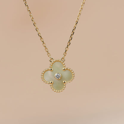 [Kismet Jewels ]CLOVER 15MM DIAMOND GOLD MOTHER OF PEARL NECKLACE