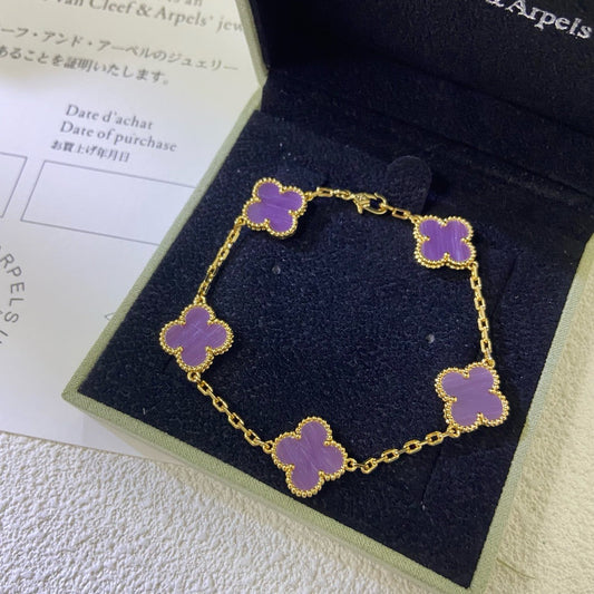 [Kismet Jewels ]CLOVER  5 MOTIFS  PURPLE VIOLET BRACELET