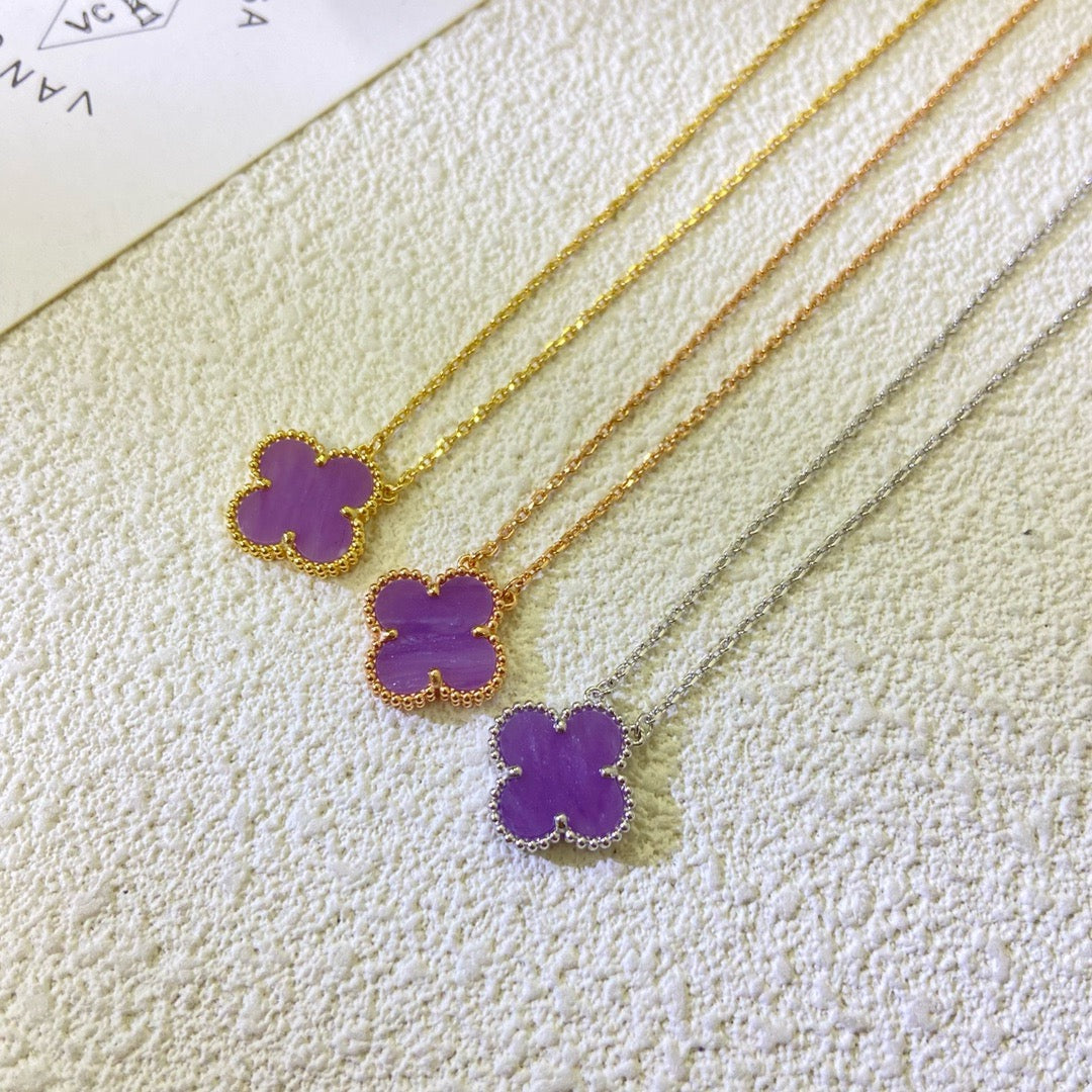 [Kismet Jewels ]CLOVER 15MM  PURPLE VIOLET NECKLACE