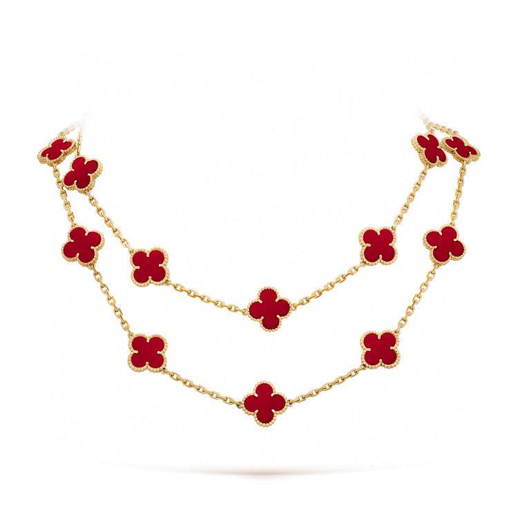 [Kismet Jewels ]CLOVER 20 MOTIFS CARNELIAN NECKLACE
