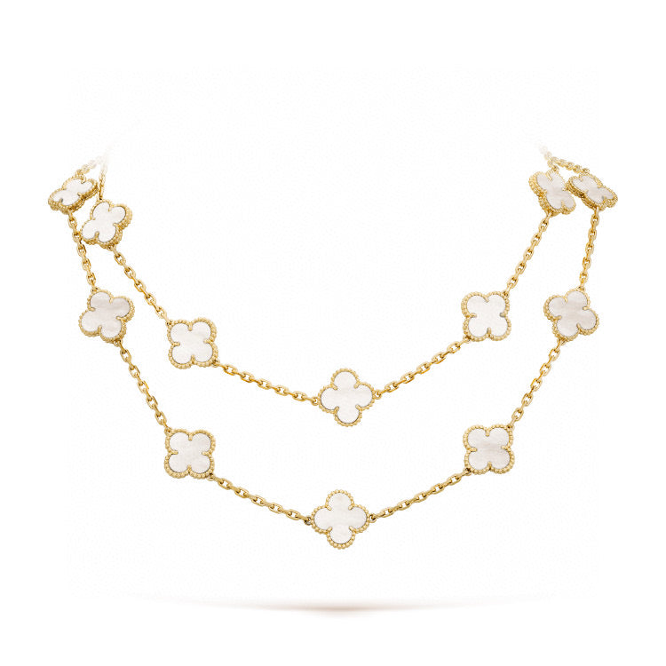 [Kismet Jewels ]CLOVER 20 MOTIFS WHITE MOP NECKLACE
