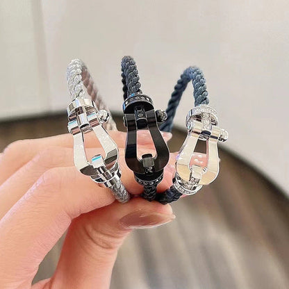 [Kismet Jewels ]FORCE LARGE HORSESHOE HALF DIAMOND BRACELET SILVER