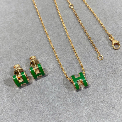 [Kismet Jewels ]POP H GREEN NECKLACE SILVER AND GOLD