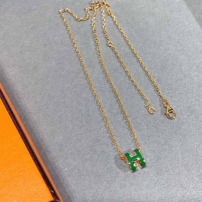 [Kismet Jewels ]POP H GREEN NECKLACE SILVER AND GOLD