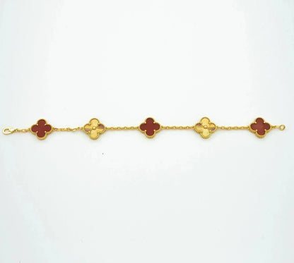 [Kismet Jewels ]CLOVER  5 MOTIFS CARNELIAN GOLD BRACELET