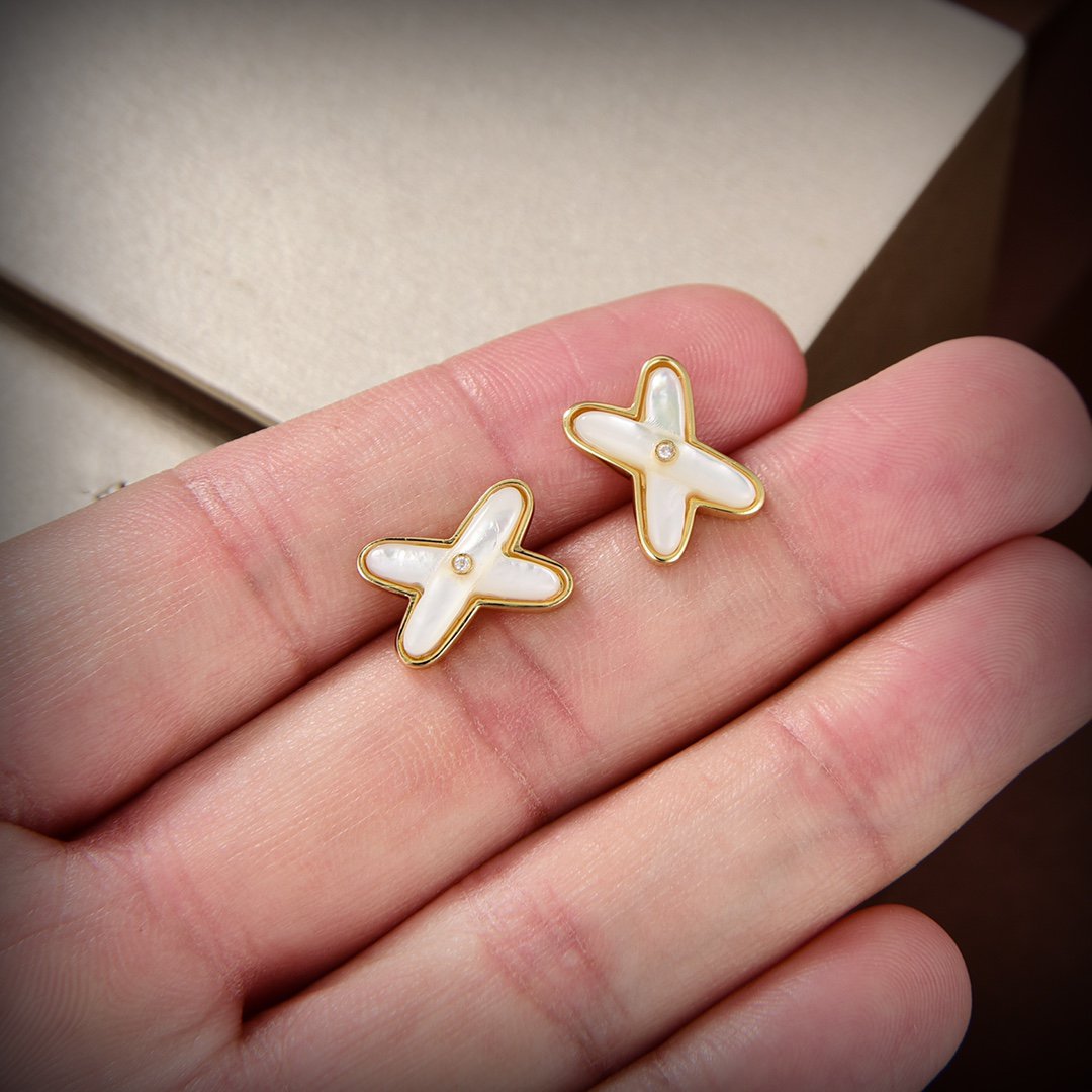 [Kismet Jewels ]JEUX DE WHITE MOP GOLD DIAMOND EARRINGS