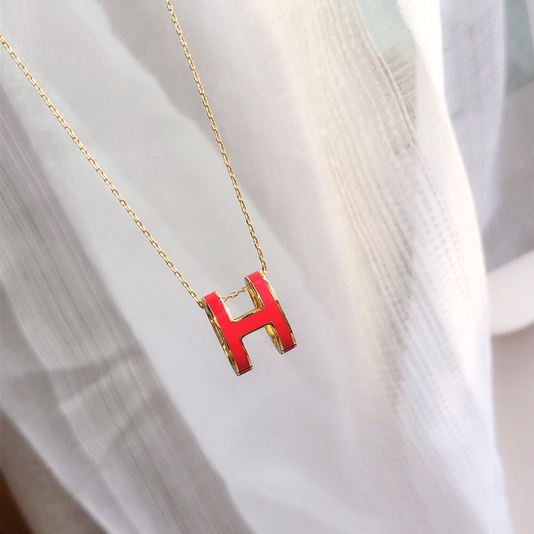 [Kismet Jewels ]HM CLIC RED ENAMEL GOLD NECKLACE