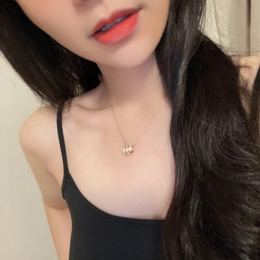 [Kismet Jewels ]SERPENTI PINK GOLD NECKLACE DOUBLE RING DIAMOND