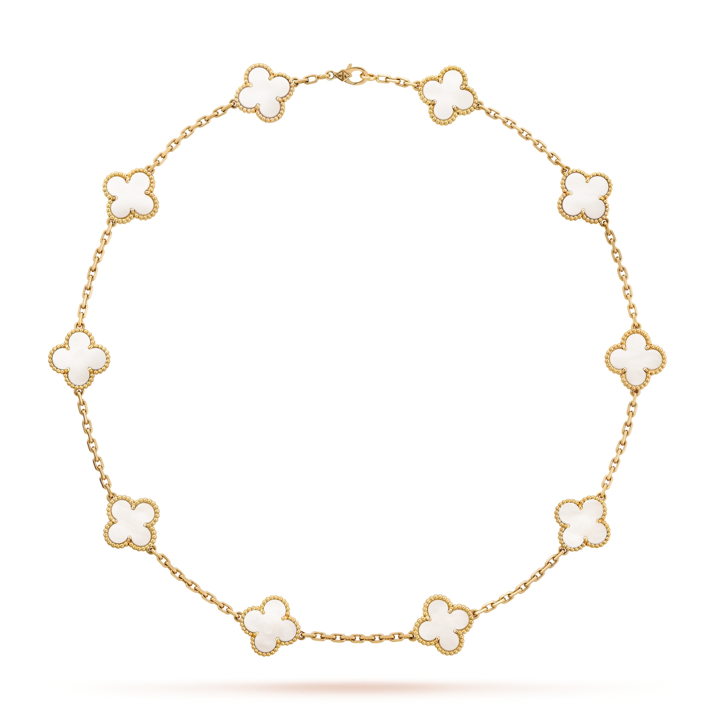 [Kismet Jewels ]CLOVER 10 MOTIFS WHITE MOTHER OF PEARL NECKLACE