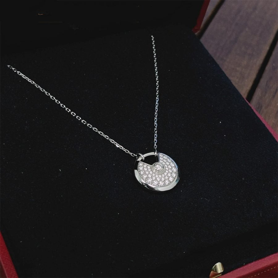 [Kismet Jewels ]AMULETTE SILVER FULL DIAMOND NECKLACE