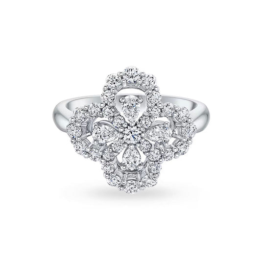 [Kismet Jewels ]LOOP RING FULL MOTIF DIAMOND 16MM SILVE