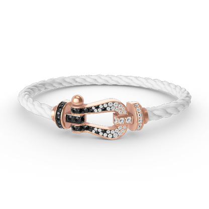 [Kismet Jewels ]FORCE LARGE HORSESHOE BLACK WHITE DIAMOND BRACELET ROSE GOLD