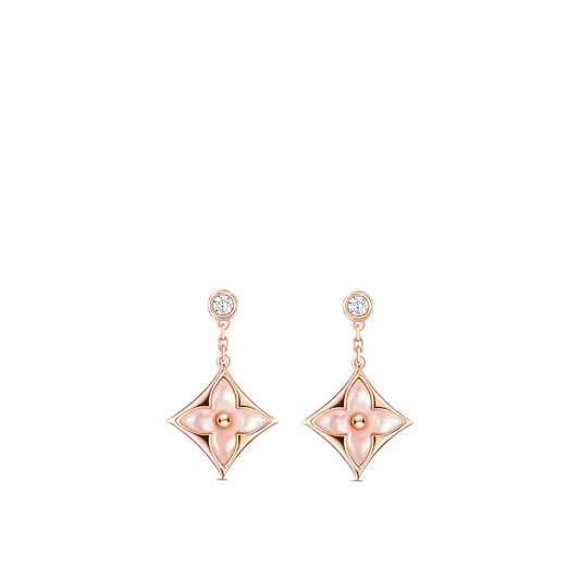 [Kismet Jewels ]DOUBLE STAR PINK GOLD MOP DROP EARRINGS