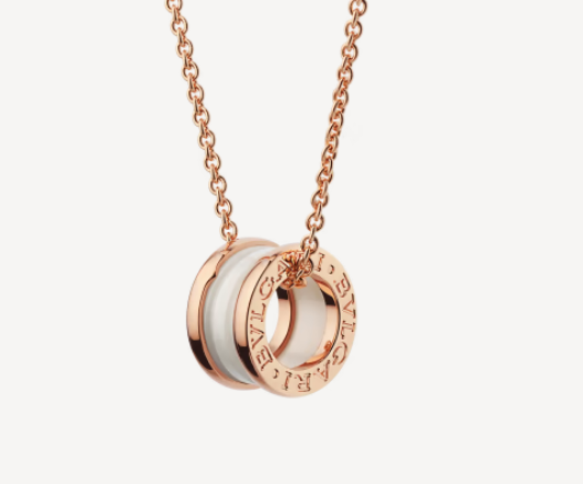 [Kismet Jewels ]ZERO 1 WHITE CERAMIC PINK GOLD NECKLACE